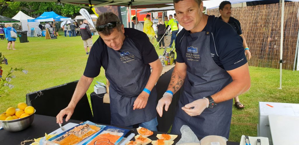 Riki and Kevin at the NZKS stand, Ocean Vine Hop 2018