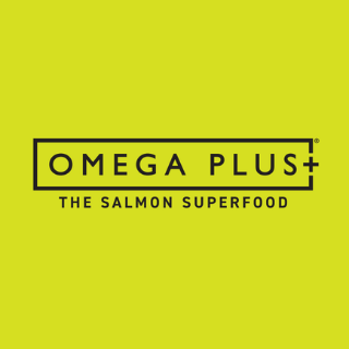 Omega Plus The Salmon Superfood Petfood Brand Logo Image with citrus colour background